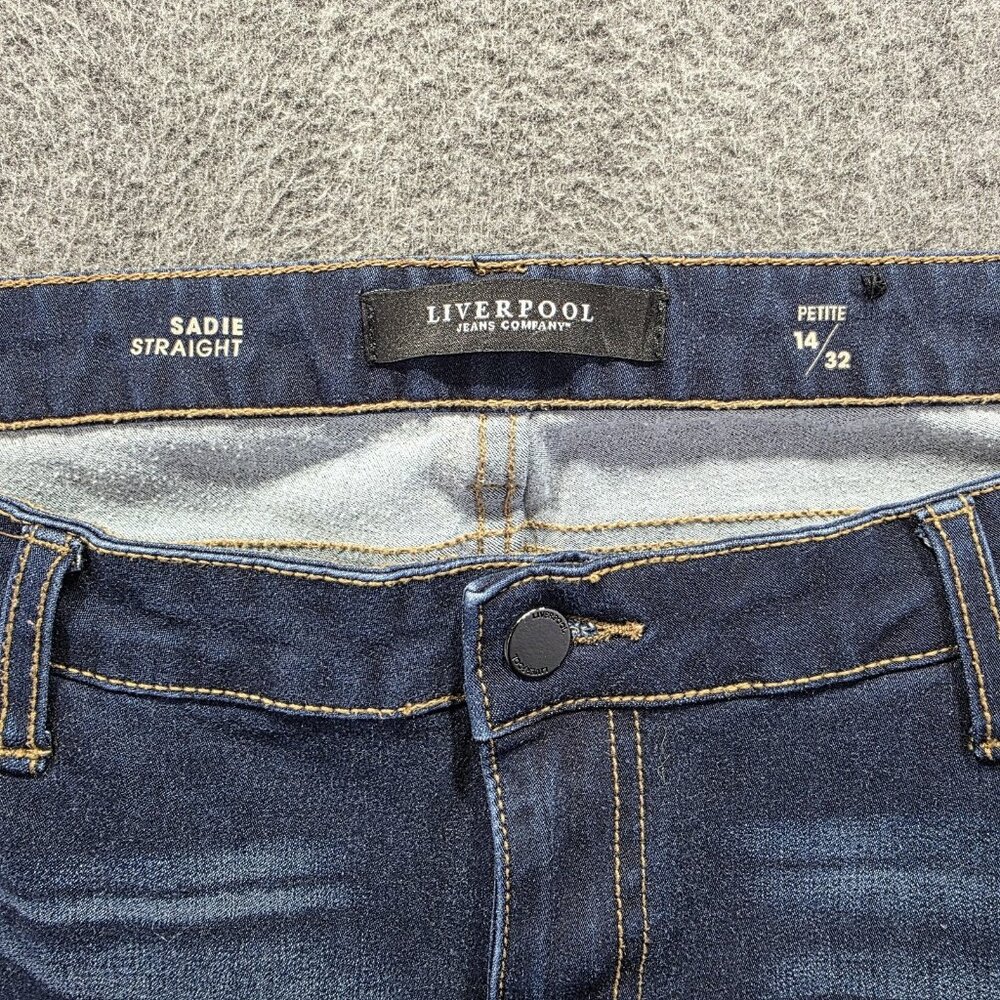 Liverpool Sadie Straight Jeans Womens 14 Petite Blue Mid Rise Stretch Denim - Picture 3 of 9